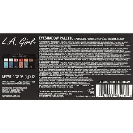 Paletă farduri ochi L.A. Girl Surreal Dream Fanatic, 12 culori, 124g