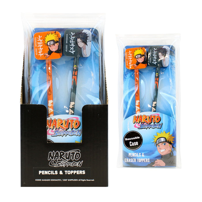 Set de creioane Pyramid Naruto Shippuden, Naruto și Sasuke, 2 creioane cu radiere