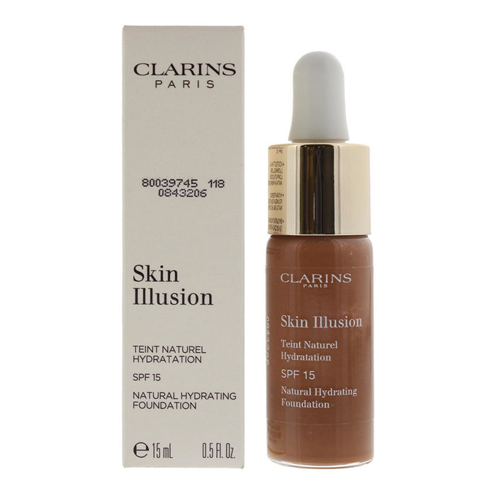 Fond de ten lichid Clarins Skin Illusion, hidratant, luminos, nuanța 118 Siena, SPF 15, 15 ml, tester