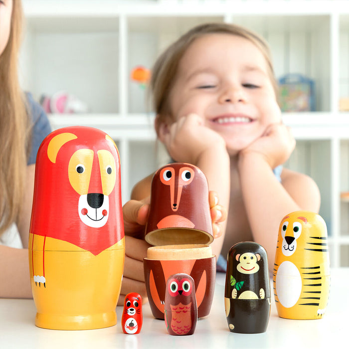 Matryoshka din lemn cu figurine de animale Funimals InnovaGoods 11 Piese