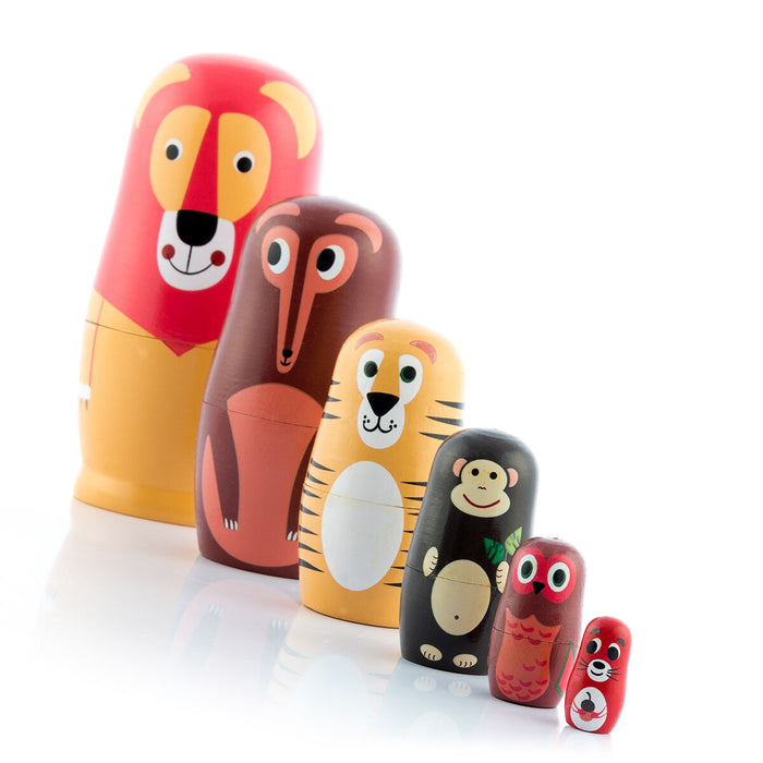 Matryoshka din lemn cu figurine de animale Funimals InnovaGoods 11 Piese
