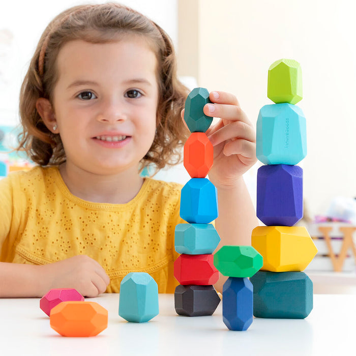 Pietre de echilibrare din lemn stivuibile Wotonys InnovaGoods 16 Piese