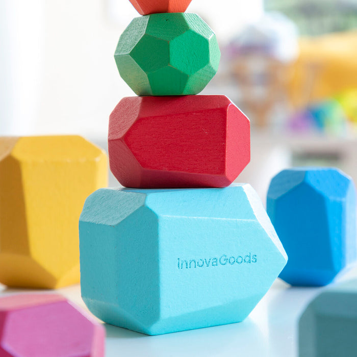 Pietre de echilibrare din lemn stivuibile Wotonys InnovaGoods 16 Piese