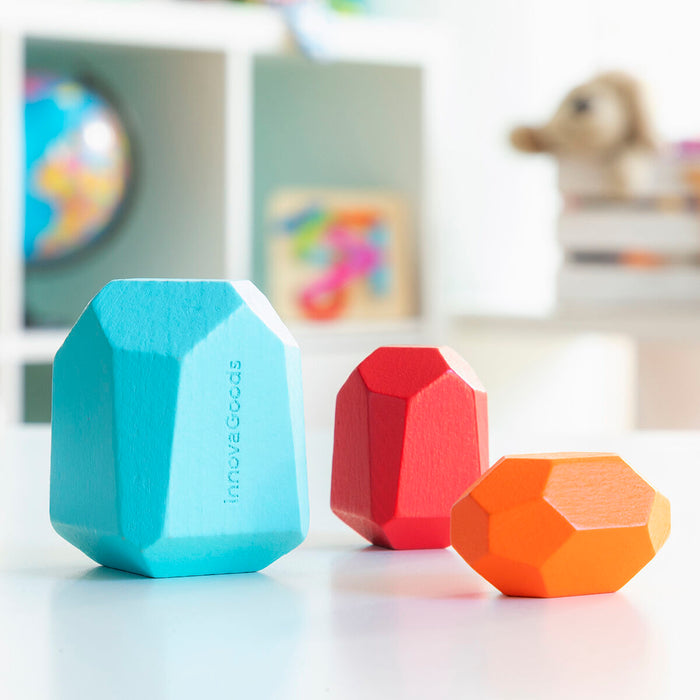 Pietre de echilibrare din lemn stivuibile Wotonys InnovaGoods 16 Piese