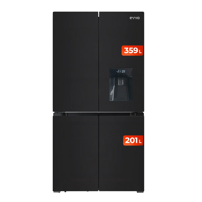 Frigider cu 4 uși Cecotec EVVO F100B Glass, 560 l, negru