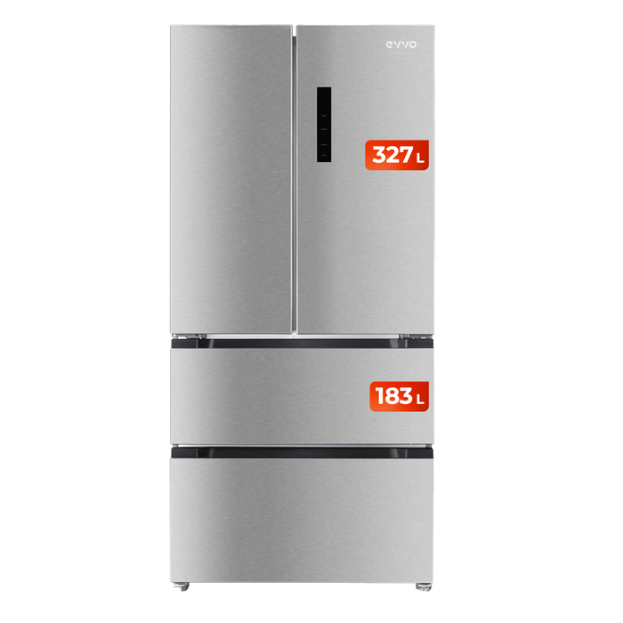 Frigider French Door Cecotec EVVO F80X, 327 l, 183 l, argintiu