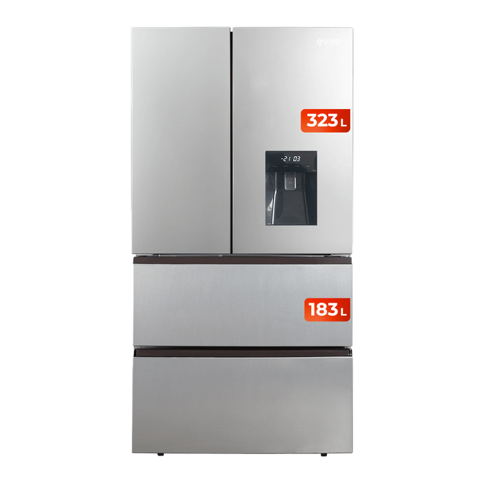 Frigider French Door Cecotec EVVO F80X Aqua, 506 l, dozator de apă, 4 uși