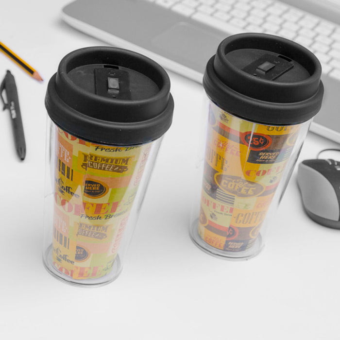 Pahar cu Capac și Perete Dublu Coffee