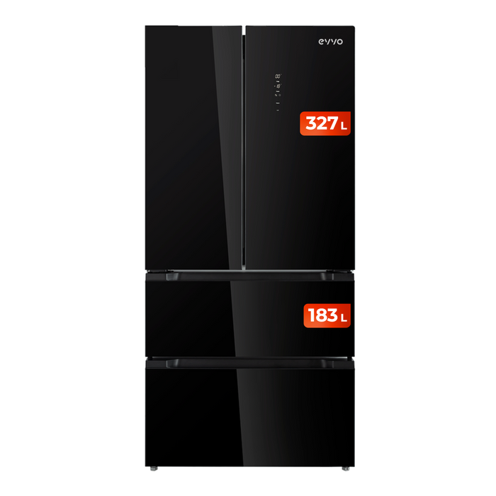 Frigider French door Cecotec EVVO F80B Glass, 327 l + 183 l, negru