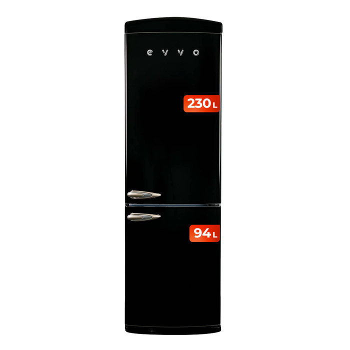 Frigider combină retro Cecotec Evvo F60 Retro Negro, 324 l, No Frost, negru