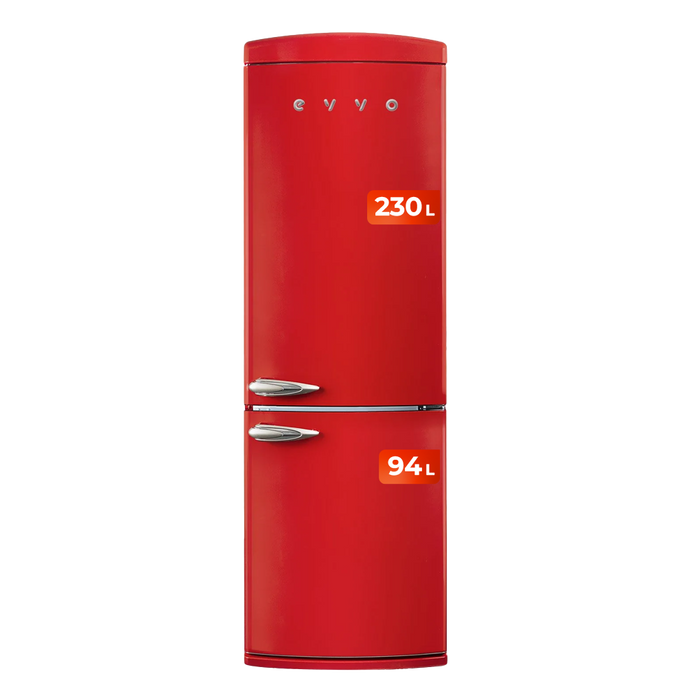 Frigider combină Cecotec F60 Retro Rojo, 324 l, No Frost, 60,3 × 72 × 191,5 cm, roșu