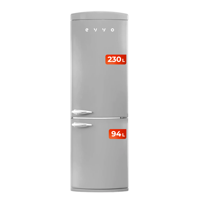 Frigider combină retro Cecotec F60 Retro Gris, 230 l + 94 l, No Frost, 60,3 × 72 × 191,5 cm, gri
