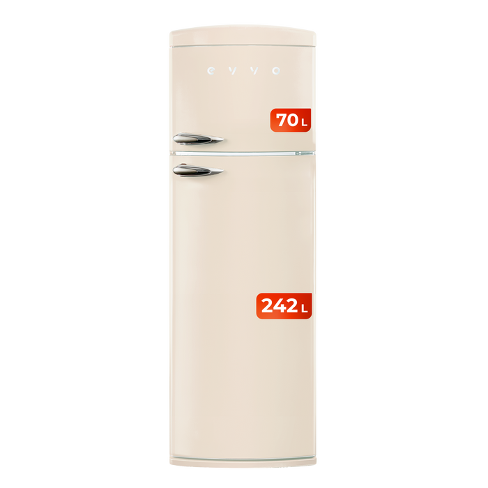 Frigider retro cu 2 uși Cecotec Evvo F50 Retro Beige, 242 l + 70 l, bej