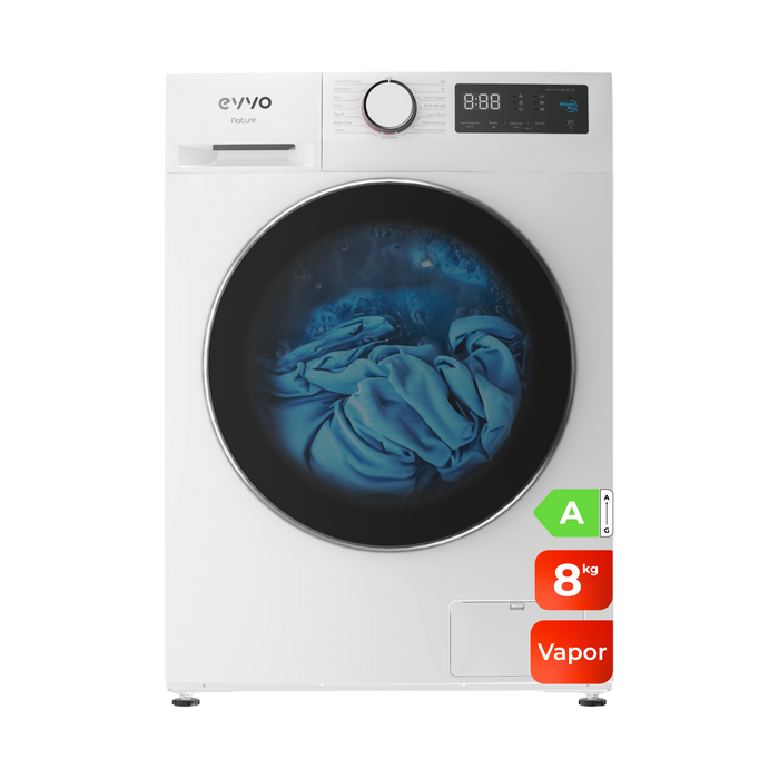 Mașină de spălat rufe cu încărcare frontală Cecotec EVVO Nature 8, 8 kg, 1350 rpm, 60 × 47 × 85 cm, albă