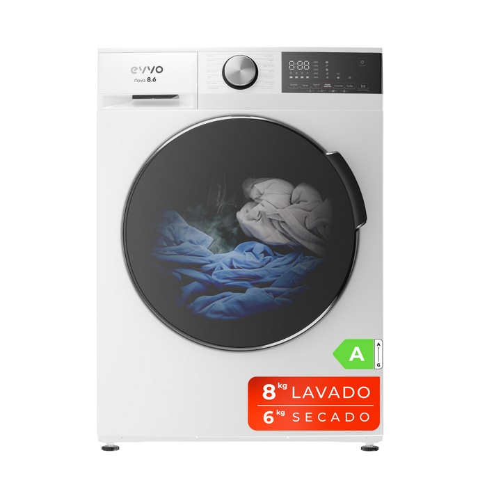 Mașină de spălat cu uscător Cecotec EVVO Nova 8/6, 8 kg spălare, 6 kg uscare, 1350 rpm, 14 programe