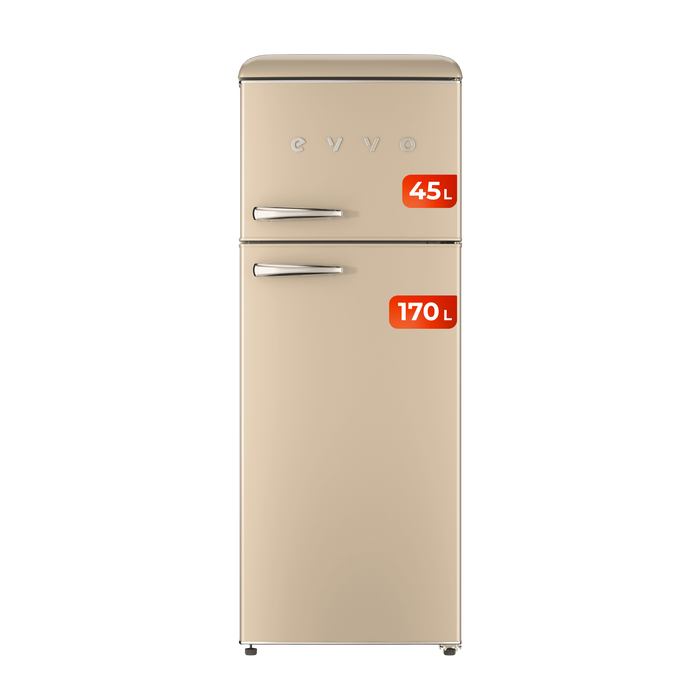 Frigider retro cu 2 uși Cecotec F45 Retro Beige, 170 l frigider, 45 l congelator, bej
