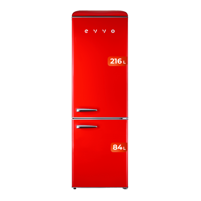 Frigider combi retro Cecotec Evvo F55 Retro Rojo, 300 l, 192 × 59,9 × 62,8 cm, roșu