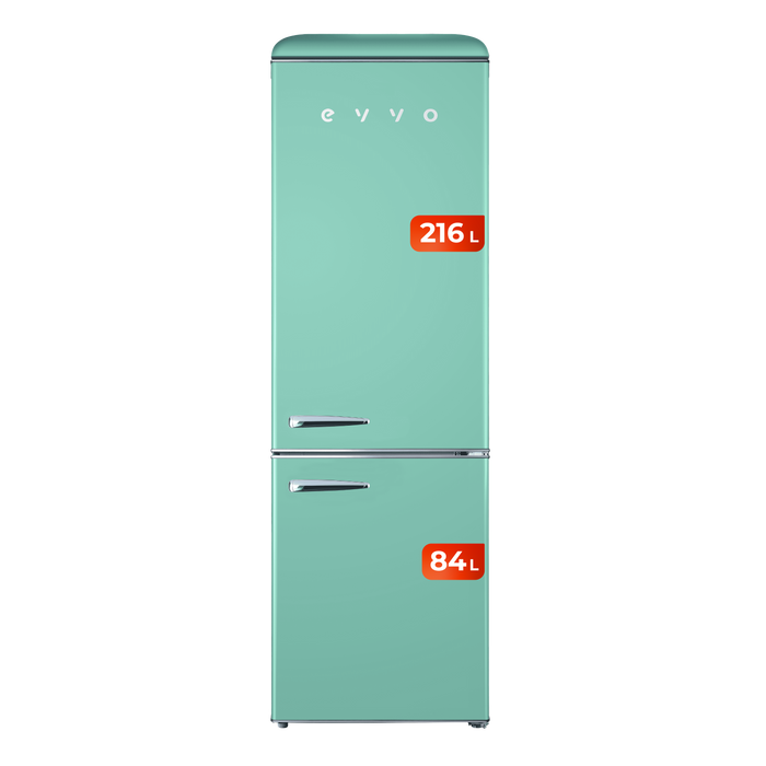 Frigider combină retro Cecotec Evvo F55 Retro Verde Pastel, 304 l, 59,9 × 62,8 × 192 cm, verde pastel