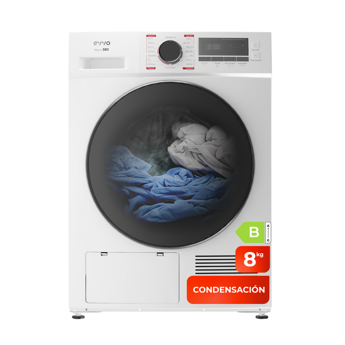 Uscător de rufe cu condensare Cecotec EVVO Nature S8C, 8 kg, 16 programe, 60 × 62 × 85 cm, alb