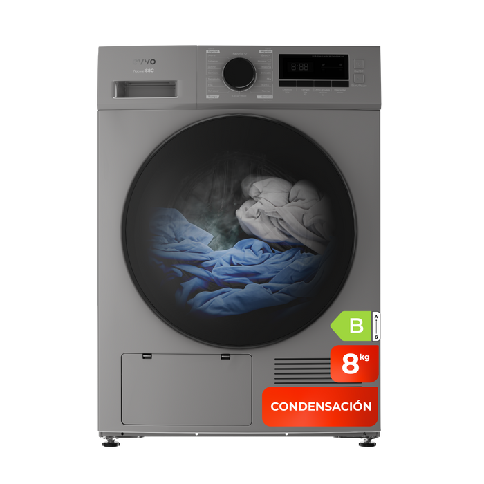 Uscător de rufe cu condensare Cecotec EVVO Nature S8CX, 8 kg, 16 programe, negru