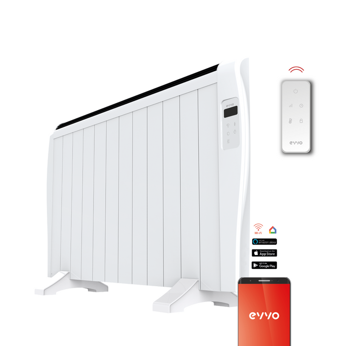 Radiator electric cu emitor termic Cecotec EVVO C12, 2000 W, 12 elemente, Wi-Fi, alb
