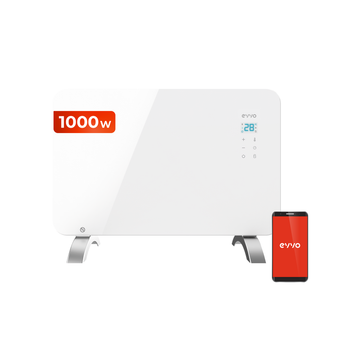 Convector Cecotec EVVO C1000 Cristal Blanco, 1000 W, 60 × 24 × 43 cm, alb