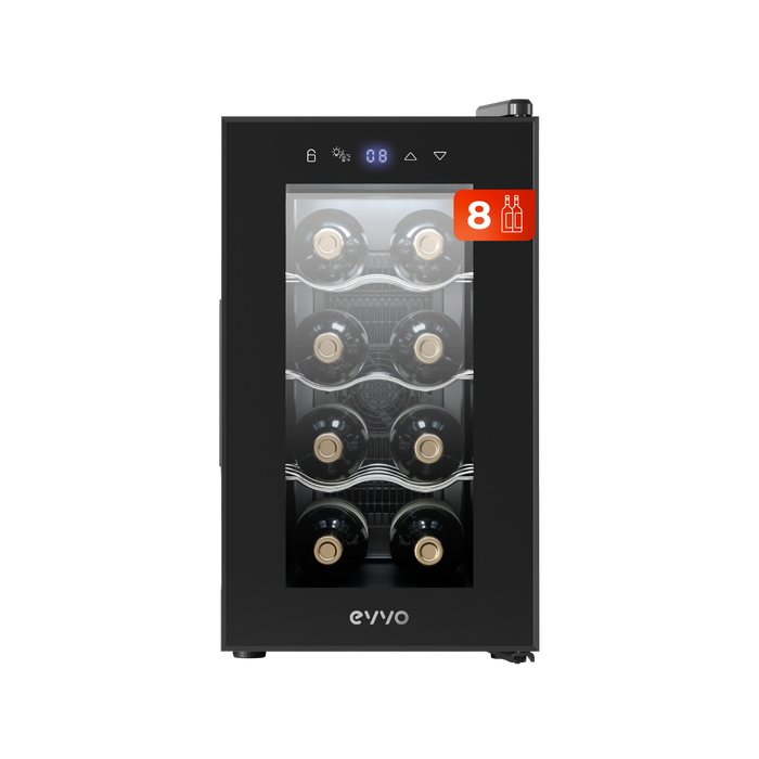 Vinotecă Cecotec EVVO VT8, 8 sticle, 8–18 °C, 26,5 × 51 × 47 cm