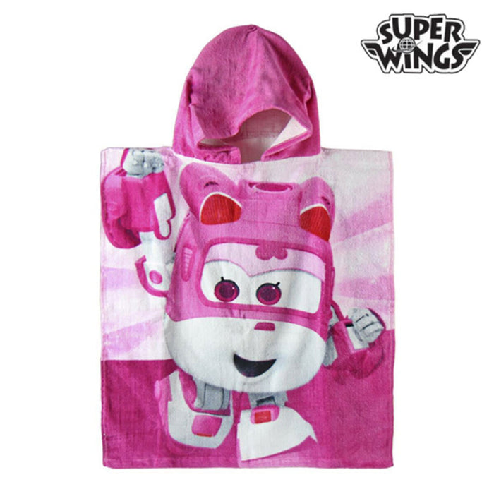 Prosop-Poncho cu Glugă Roz Super Wings