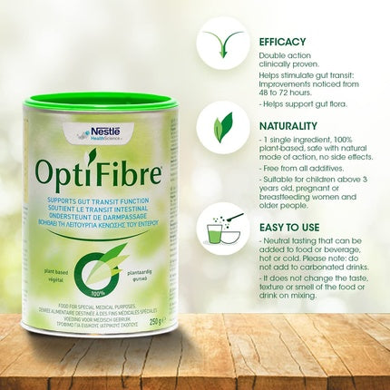 Fibre dietetice solubile Optifibre, pudră, 250g, cutie metalică