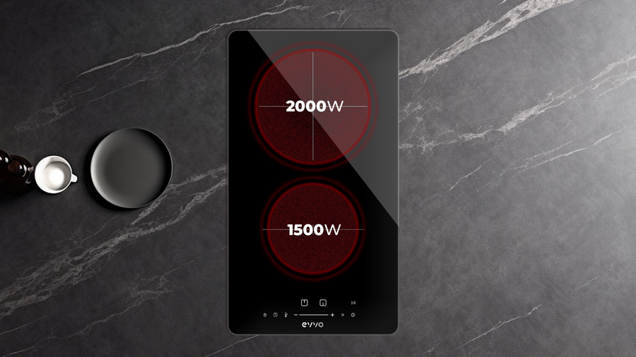 Plită cu inducție Cecotec EVVO V31, 2 zone de gătit, 3500 W, 9 trepte de putere