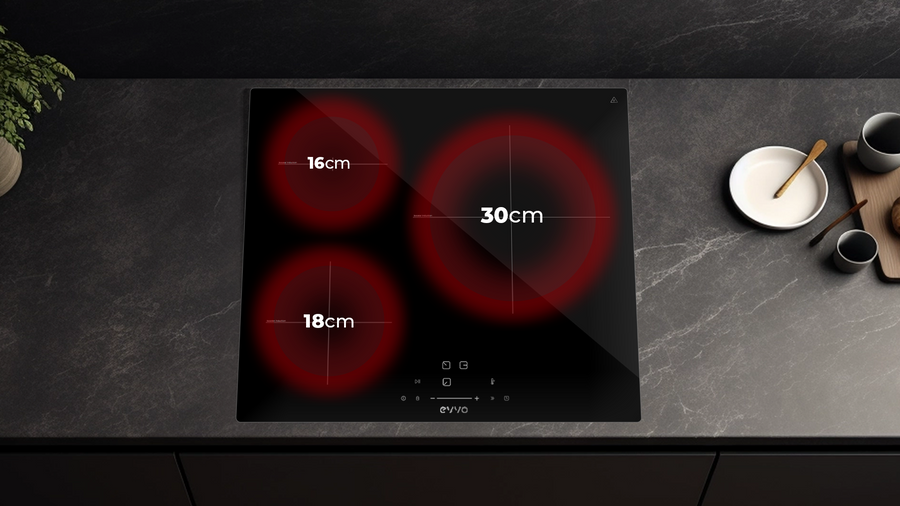 Plită cu inducție Cecotec EVVO V61, 3 zone, 7200 W, 9 trepte, 6 × 59 × 52 cm