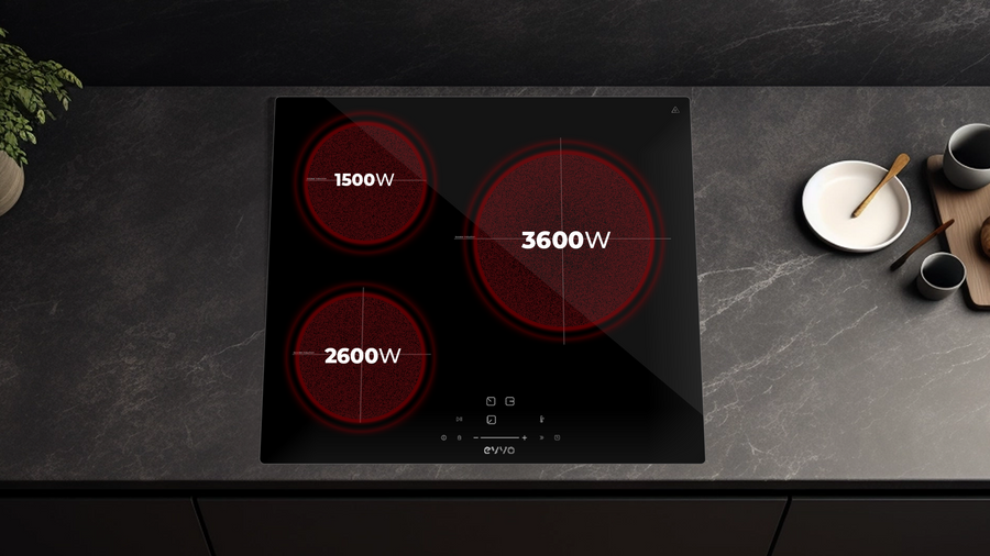 Plită cu inducție Cecotec EVVO V61, 3 zone, 7200 W, 9 trepte, 6 × 59 × 52 cm