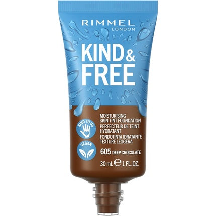Fond de ten lichid Rimmel London Kind + Free Moisturising Skin Tint, 605 Deep Chocolate, 35ml