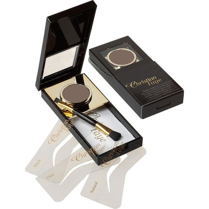Set Machiaj Sprâncene Christian Faye, Pigment în Pudră Ash Brown, cu Pensulă și Șabloane
