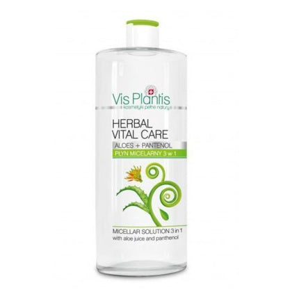 Soluție Micelară 3 în 1, Vis Plantis, Herbal Vital Care Aloe Vera + Pantenol, 500ml