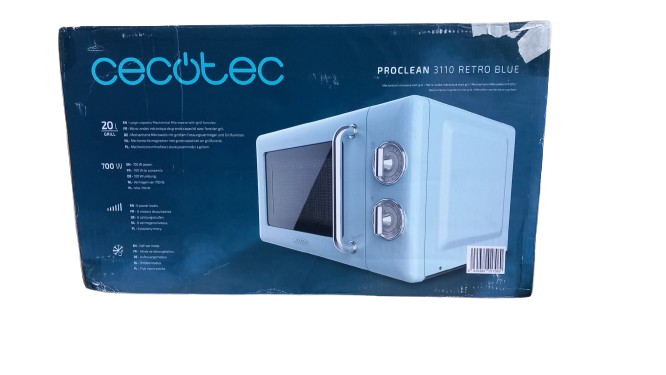 Resigilat: Cuptor microunde Cecotec ProClean 3110 Retro, albastru, 20l, grill