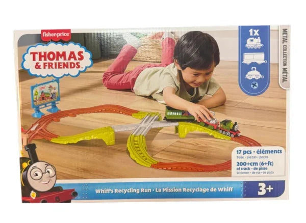 Set de trenuleț Mattel Thomas & Friends, Whiff's Recycling Run, 17 piese, traseu de 200 cm, 3+ ani
