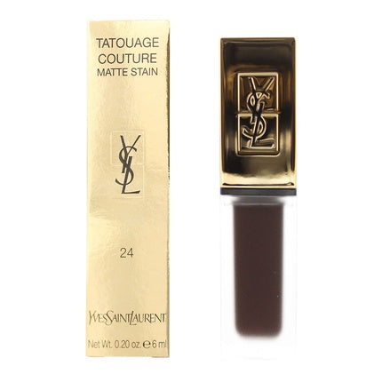 Ruj lichid Yves Saint Laurent Tatouage Couture Matte Stain 24, culoare maro închis, 6ml