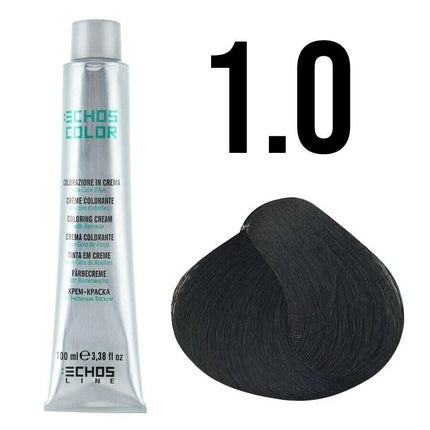 Vopsea de păr permanentă Echosline 100ml, nuanța 1.0 Negru
