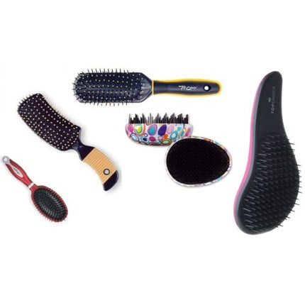Perie De Păr Detangling Top Choice, Design Cerculețe Multicolore, Plastic