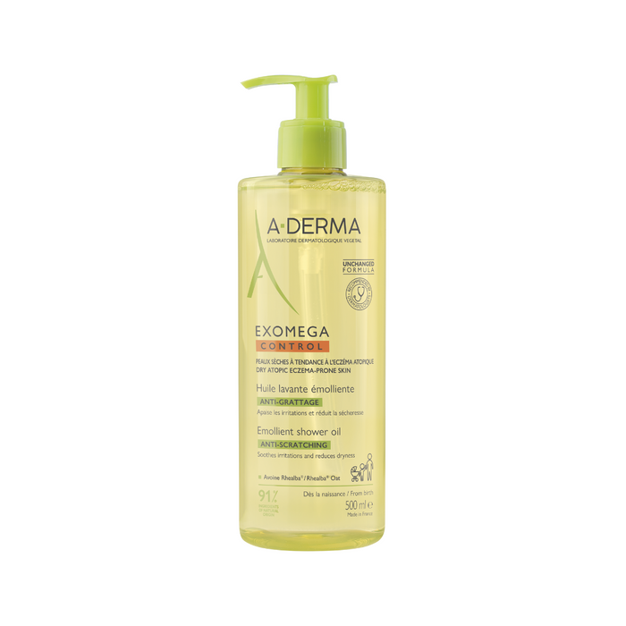 Ulei de duș A-Derma Exomega Control, emolient, pentru pielea foarte uscată și sensibilă cu tendință atopică, 500 ml