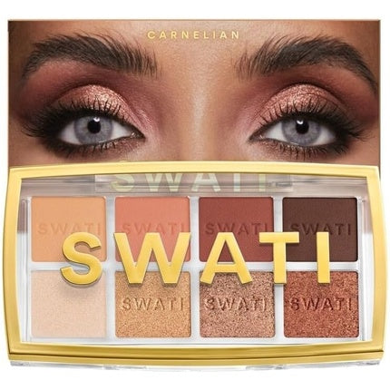 Paleta farduri ochi Swati Cosmetics Carnelian, culori pământii, ambalaj auriu