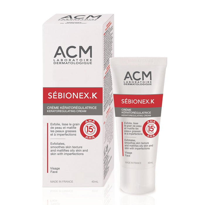 Cremă exfoliantă Laboratoire ACM Sébionex.K, pentru ten gras și cu imperfecțiuni, AHA 15%, 40 ml