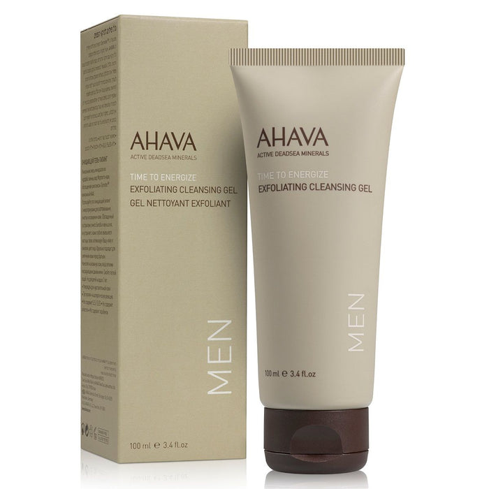 Gel de curățare exfoliant Ahava Time to Energize, pentru bărbați, fără parabeni, 100 ml