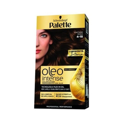 Vopsea de păr permanentă Palette Oleo Intense N.4-18 Mocha Brown cu tehnologie PLEX-IN-OIL