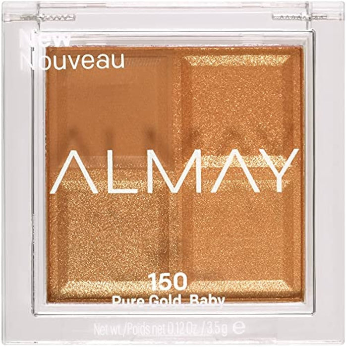 Paletă de farduri de pleoape Almay Shadow Quad, nuanța 150 Pure Gold Baby, 4 nuanțe, 3.5 g
