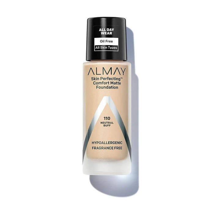 Fond de ten lichid Almay Skin Perfecting Comfort Matte, mat, nuanța 110 Neutral Buff, SPF 15, 30 ml