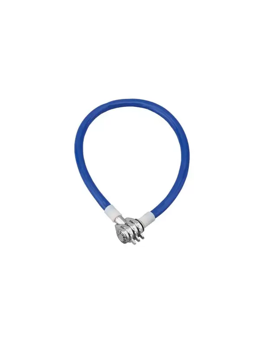 Antifurt bicicletă Thirard Twisty, cu cifru prestabilit, 55 cm, cablu oțel + PVC, culoare albastră