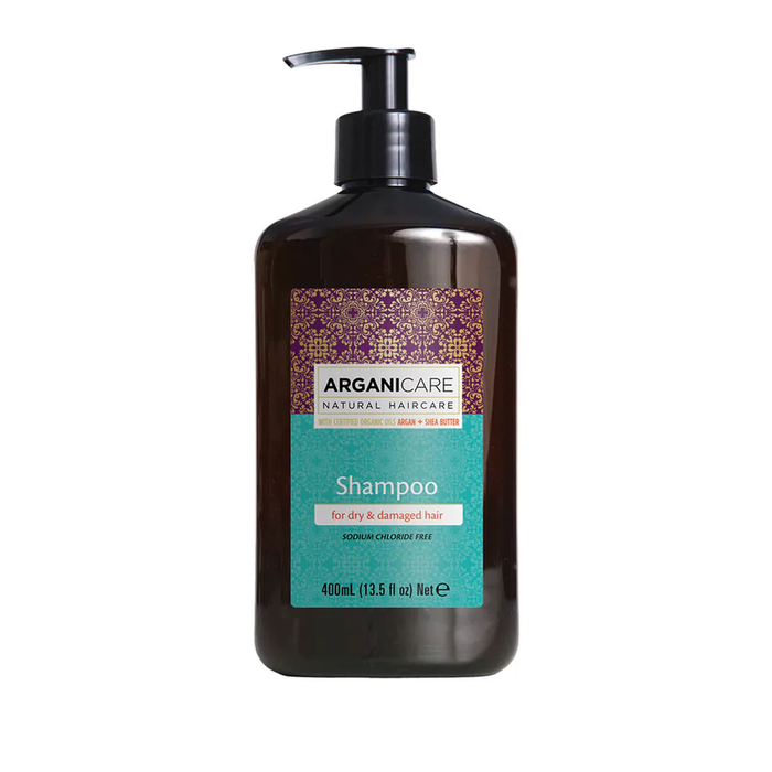 Șampon Arganicare Argan Oil & Shea Butter, pentru păr uscat și deteriorat, reparare și hidratare, 400 ml