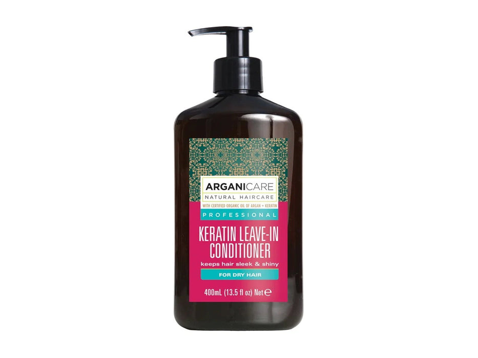 Balsam de păr fără clătire Arganicare Keratin, pentru păr uscat, cu efect de strălucire, 400 ml